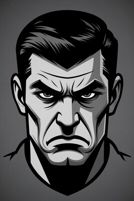 Angry man glaring intensely