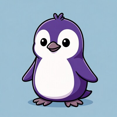 Cute purple cartoon penguin
