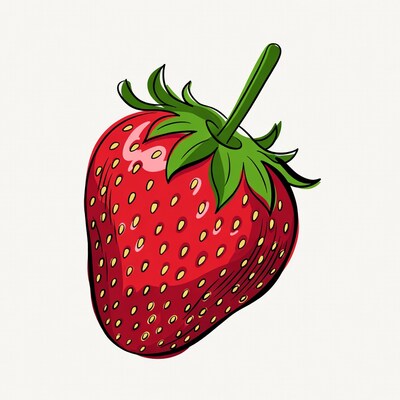 Cartoon strawberry on white background