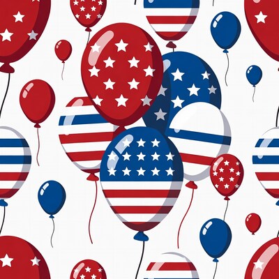 Patriotic American Flag Balloons Pattern