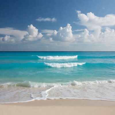 Turquoise Ocean Waves on Sandy Beach