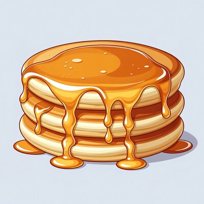 Stack of Pancakes Dripping with Syrup