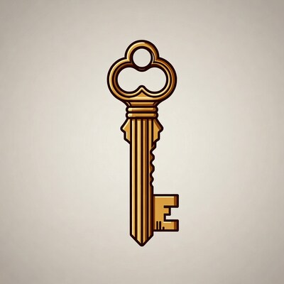 Golden vintage key illustration
