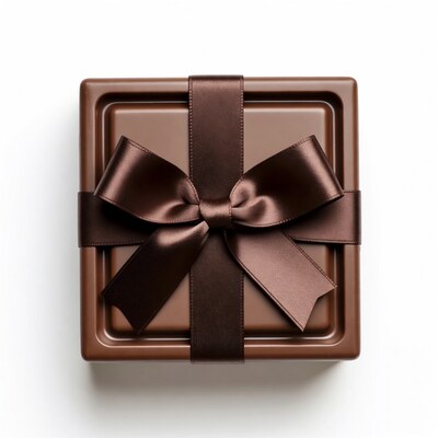 Brown chocolate box with ribbon