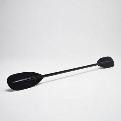 Black kayak paddle on white background