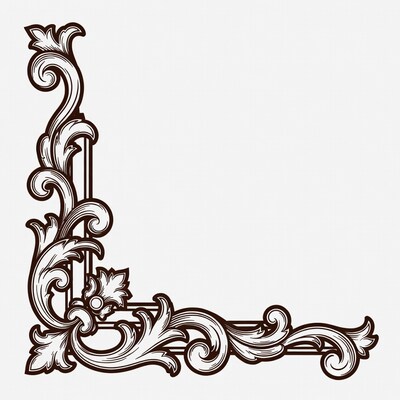 Ornate Floral Corner Border Illustration