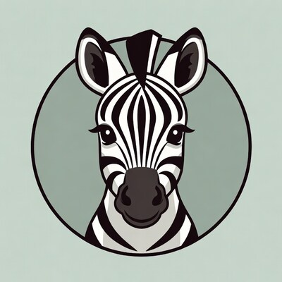 Cartoon Zebra Head Illustration