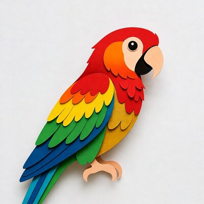 Colorful Paper Cutout Macaw Parrot