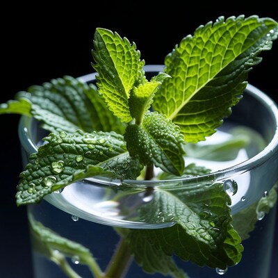 Fresh Mint Leaves in Glass Water