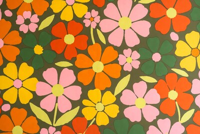 Colorful Retro Flower Pattern Illustration