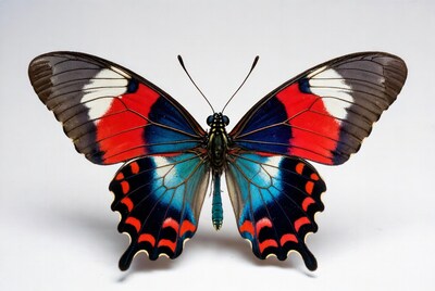 Colorful Red Morpho Butterfly Wings Spread