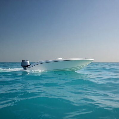 White speedboat speeding on ocean
