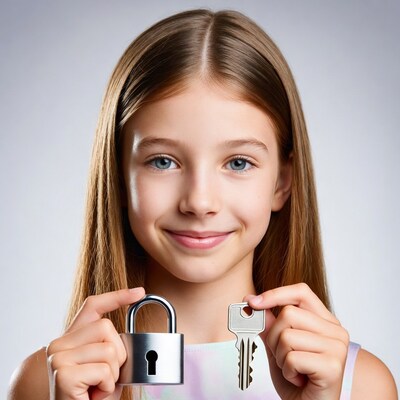 Girl holding lock and key