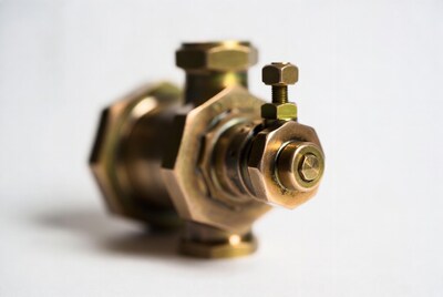 Brass valve on white background