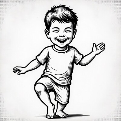 Happy boy dancing illustration