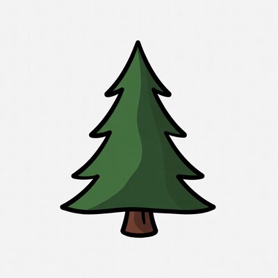 Cartoon Green Pine Tree