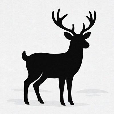 Black silhouette of standing deer