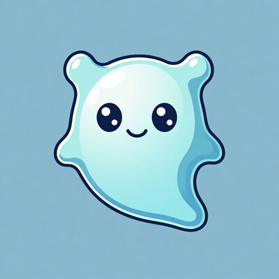 Cute Blue Cartoon Ghost