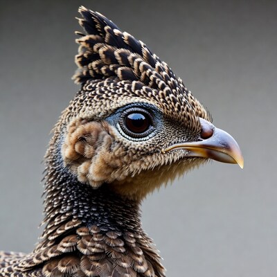 Closeup of crested guinea fowl head
