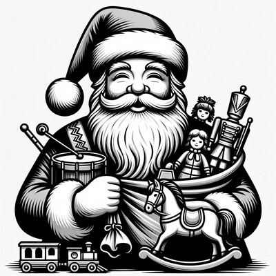 Santa Claus with toys illustration