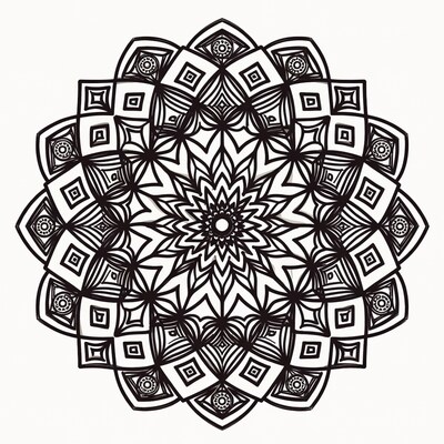 Black Mandala Line Art