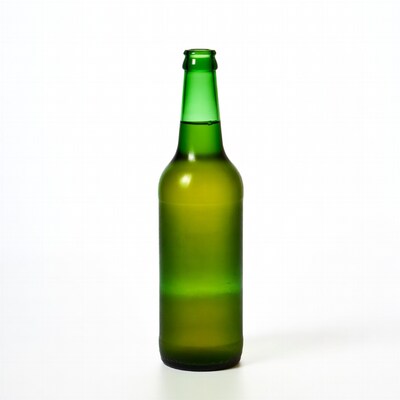 Green glass beer bottle