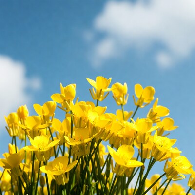 Yellow Flowers Against Blue Sky