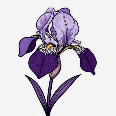 Purple Iris Flower Illustration