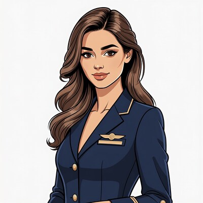 Beautiful woman in flight attendant uniform