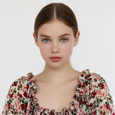 Teen girl in floral dress portrait