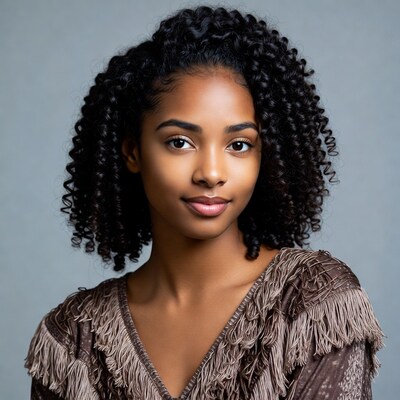 Beautiful African-American woman with curly hair