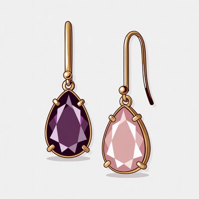 Purple and Pink Drop Earrings