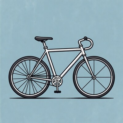 White fixed-gear bicycle illustration