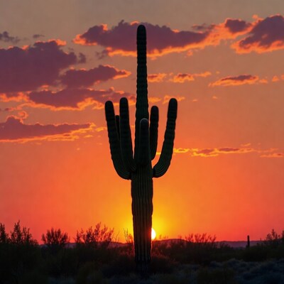 Saguaro Cactus at Sunset