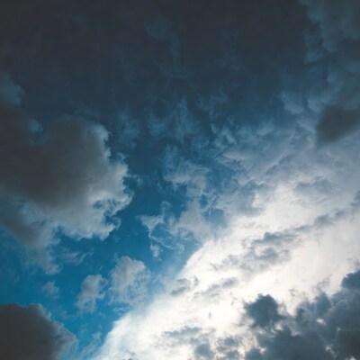 Dramatic Blue Sky with Cumulus Clouds