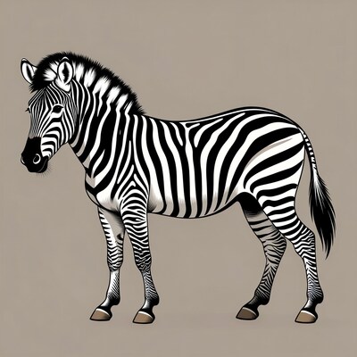 Zebra standing on beige background