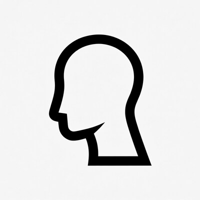 Black line profile head icon