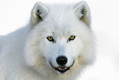 Close-up Arctic Wolf with Yellow Eyes