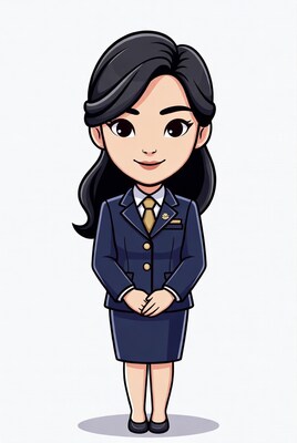 Asian woman in flight attendant uniform illustration