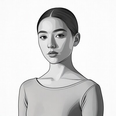 Asian woman portrait illustration