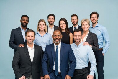 Diverse business team standing together
