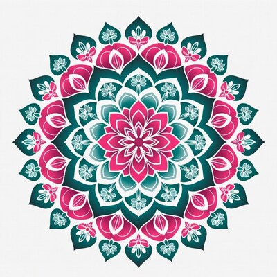 Pink and Teal Mandala Illustration