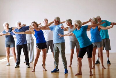Senior group doing yoga poses