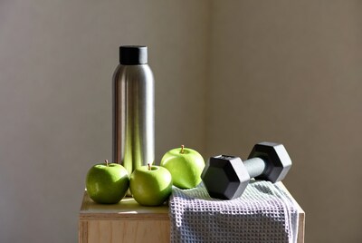 Green Apples Dumbbell Water Bottle Towel