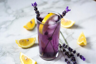 Purple Lavender Lemonade with Lemon Slices