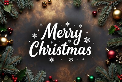 Merry Christmas with Holiday Decorations