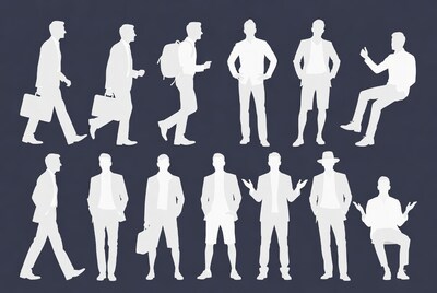 White Silhouette Men Poses