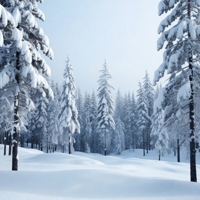 Snowy Pine Forest in Winter