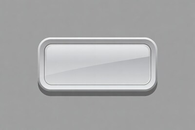 Shiny White Button on Gray Background