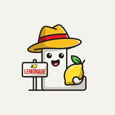 Cartoon Lemon Character Selling Lemonade